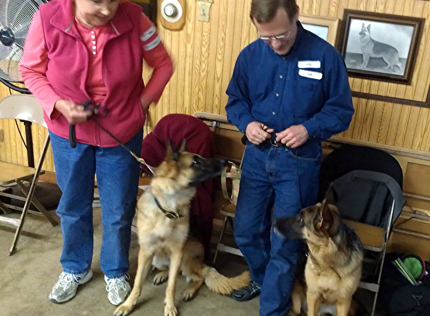 Kali (left) and Klara (right) from the Maika - Xbox K-litter along with Carolyn and Mike